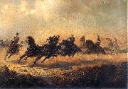 Maksymilian Gierymski Charge of Russian horse artillery. oil painting picture wholesale